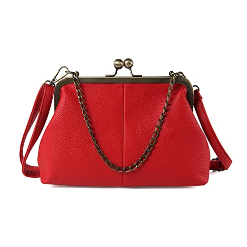 Lanpet Women Classical Kiss Lock Clutch with Chain Strap Shoulder Bag Purse Wallet