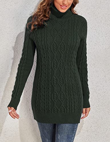 Prettyguide Women's Long Sweater Turtleneck Pullover Tunic Sweater Tops Xl Green #TOP2