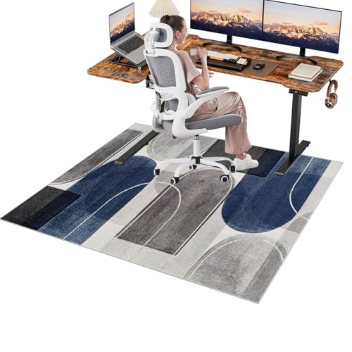 Tappetino per sedia da ufficio in legno duro e moquette a pelo basso, antiscivolo, 130 x 150 cm, protezione per pavimenti duri, per sedie a rotelle e scrivanie da gioco, tappetino per sedia per