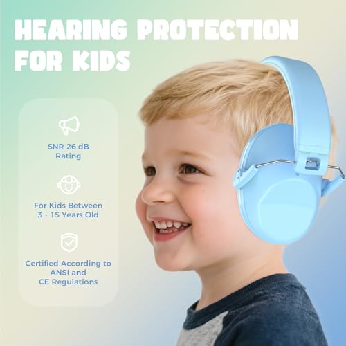 Image of ProCase Kids Noise Cancelling Headphones Ear Hearing Protection, Skyblue | Ear Defenders for Monster Jam Truck Firework Focus, Noise Reduction Canceling Ear Muffs for Sensory Autism Toddler Children