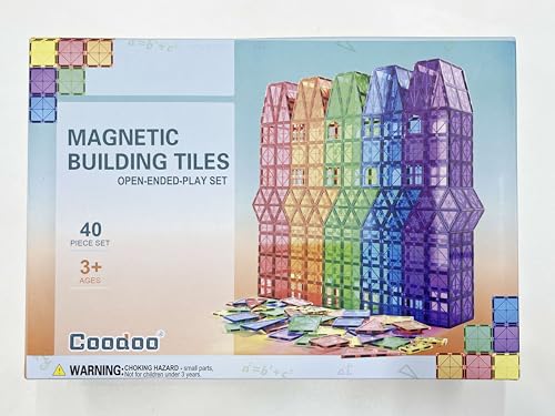 Magnetic Tiles Kids Toys STEM Magnet Toy for Toddler Magnetic Blocks Building Preschool Learning Sensory Montessori Toys for 3+ Year Old Boys and Girls, Safe Creativity Toddler Kids Toy 40PCS - Image 7