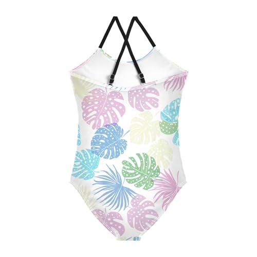 Tropical Leaves Colors Girls One Piece Swimsuit Beach Swimwear 208619752