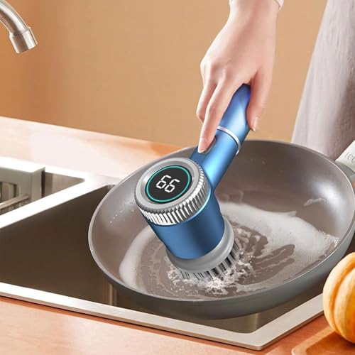 Image of Electric Spin Scrubber,5 Heads Handheld Power Scrubber Electric Cleaning Brush,3 Adjustable Speeds Waterproof Electric Spin Scrubber Cordless Brush for Kitchen Bathroom Tile Bathtub,Toilet,Window