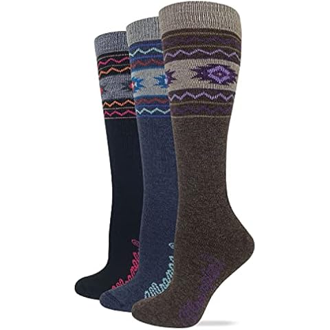 Wrangler Ladies Lightweight Merino Wool Blend Aztec Knee High Boot Socks Cover