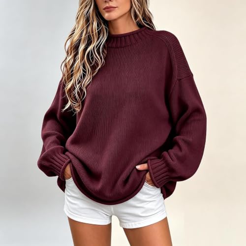 Knit Sweater for Women Oversized Long Sleeve Crewneck Tops Fall Pullover - image 2