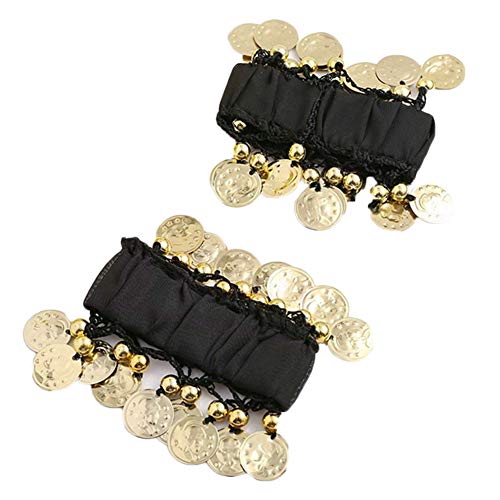 Bauchtanz Handgelenk Handkette Manschette Armband Mit Goldfarbenen Münzen Schwarz Eine Größe Cover