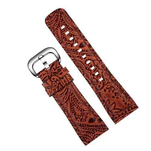 Bracelet montre cuir vachette pour Sevenfriday M1 M2 M3 Q1 Q2 Q3 P3 marron argent