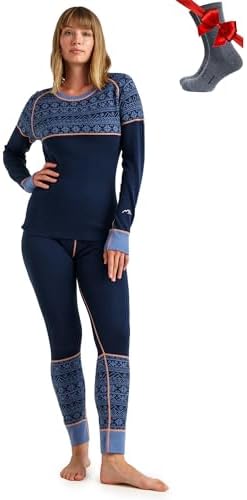 Merino.tech 100% Merino Unterwäsche Damen Set Shirt & Hose + Wandersocken | Atmungsaktive Light, Midweight, Heavy Funktionsunterwäsche, Skiunterwäsche, Thermounterwäsche Set, Wande