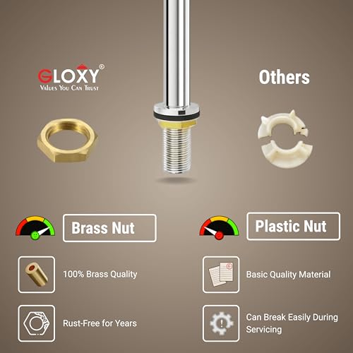 Image of GLOXY Premium Brass 30CM (12 INCH) High Neck Long Pillar Tap Chrome Finish with Stylish Nano Lever Combo Pack of 3 - Deck Mount Long Neck Faucet for Kitchen Sinks & Wash Basins - 10 Years Warranty