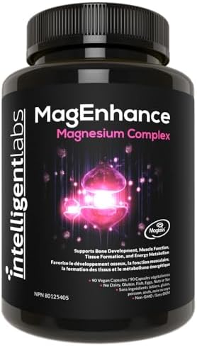 Intelligent Labs MagEnhance Magtein Magnesium Complex Supplement L-Threonate with Magnesium Glycinate and Taurate, 90 Capsules