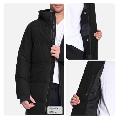 Image of ALPINE NORTH Jasper Men's Vegan Down Winter Coat - Warm Insulated Puffer Coat with Hood For Men