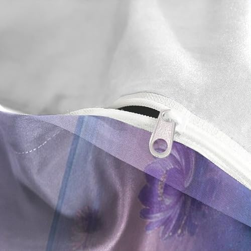 Linge de lit housse de couette imprimée fleur violette 140x200 en microfibre douce - 8