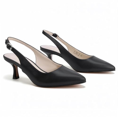 Image of Ankis Women's Slingback Kitten Heels Closed Pointed Toe 2.5in Dress Pumps
