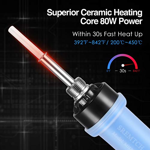 Electronics Soldering Iron Kit, 80W LCD Digital Soldering Gun with Adjustable Temperature Controlled and Fast Heating Ceramic Thermostatic Design, ON-Off Switch 20pcs Solder Kit and Welding Tool