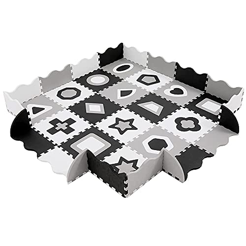 Umat 36 Pieces Baby Play Mat, 0.56 Inch Extra Thick Foam Tiles with 16 Patterns for Tummy Time, Non Toxic Crawling Mat Covers 5ftx5ft, Perfect for Infants, Baby & Toddler at Playroom & Nursery