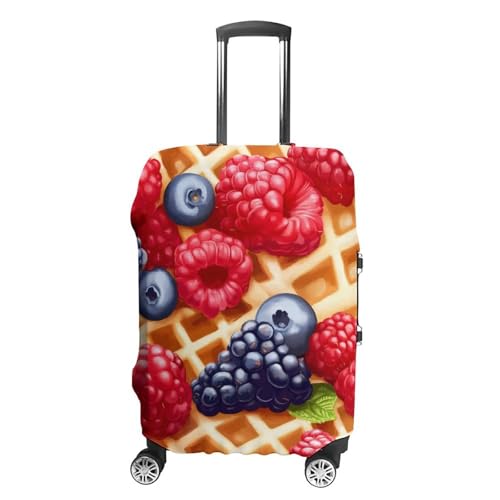 Waffle With Berries Travel Luggage Cover for Suitcase 19-32 Inches Elastic Washable Baggage Protector