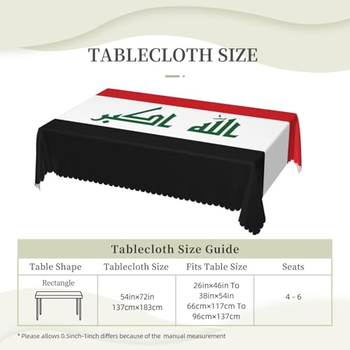 Nappe drapeau irakien en tissu pour protéger et décorer la table