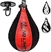 AQF Pera Boxeo de Cuero y Saco Boxe Punching Ball para MMA Conjunto de Entrenamiento con Pera de Boxeo (Negro y Rojo)