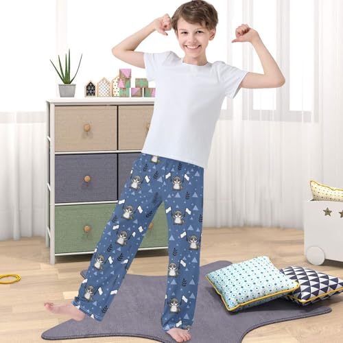 Boy's Pants Raccoon Forest White Flag Jogger Pants Elastic Waist Long Bottoms Trousers with Pockets 6-14 Years4