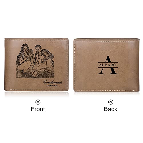 Image of Gifts for Men Personalized Custom Photo Wallets for Men Engraved Picture & Initial Name Wallets for Men Customized Gifts for Fathers Day