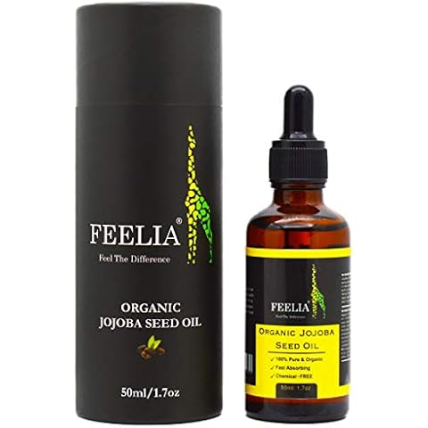 Feelia - Organic Jojoba Seed Oil - Cold Pressed, Fast Absorbing, Chemical - FREE, 100% Pure & Organic (Jojoba Oil - 50ml) Cover