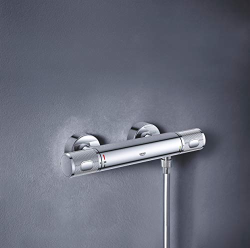 GROHE QUICKFIX, Precision Feel, Miscelatore termostatico per doccia, limitatore di portata GROHE EcoButton blocco sicurezza 38, Cromo, 34790000