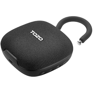TOZO PE1 Portable Bluetooth Speakers with Adjustable Carabiner, Mini Bluetooth Wireless Shower Speaker with IPX8 Waterproof, 32H Playtime Punchy Bass Audio Speaker for Home, Outdoor and Travel, Black