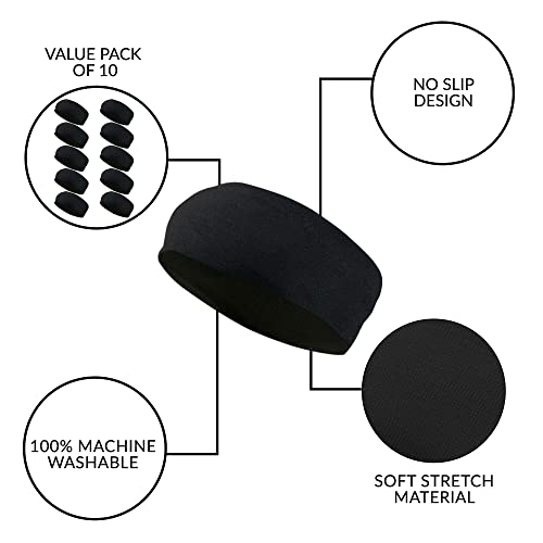 Styla Hair Headbands For Women Pack Of 10 Stretch No Slip Design Comfort For Casual Outfits, Spa Day, Workouts, Yoga, Running & More Black Headband #TOP1