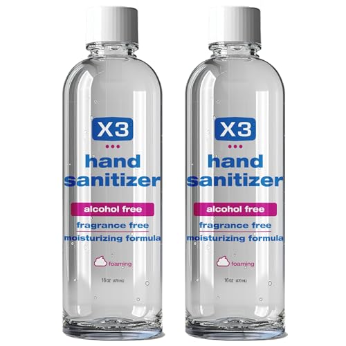 X3 Clean Hand Sanitizer REFILL Alcohol Free Family Safe Fragrance Free Moisturizing Kills 99.9% Germs Made in USA Refill for Foaming Pump and Travel Size Spray 16 FL OZ (2 PACK)