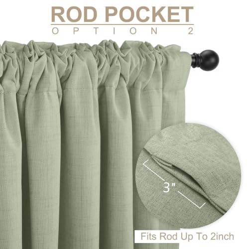 Image of Sage Green Total Blackout Curtains for Bedroom 63 Inches Long