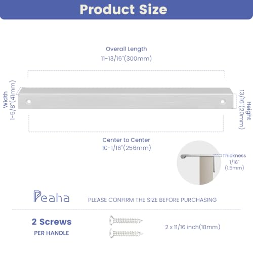 Image of Peaha 25 Pack Kitchen Cabinet Handles 10-1 /16 inch Brushed Nickel Cabinet Pulls | Edge Finger Pulls for Cabinets Silver Drawer Pulls Modern Hidden Aluminum Alloy Dresser Drawer Handles Closet Bedroom