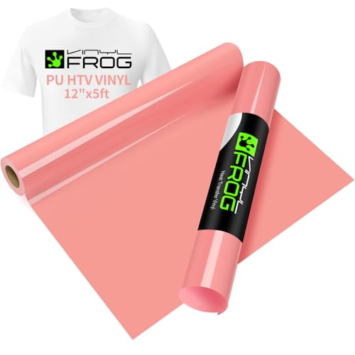 Image of VINYL FROG Coral Heat Transfer Vinyl Roll 12 inch x5ft Matte HTV Vinyl | Coral Iron on Vinyl for T-Shirts, Stretchy & Machine Washable Heat Press Vinyl for DIY Craft Designs