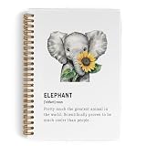 QLMX Elephant Spiral Notebook, Cute Elephant Sunflower Journal Notebooks for School Work, Elephant Wild Animal Office Supplies Gifts for Elephant Lovers Women Kids, 5.5x8.3 Inch