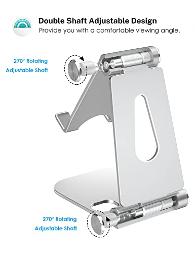Ktrio Adjustable Cell Phone Stand, Aluminum Phone Stand For Desk, Foldable Phone Holder Compatible With Iphone 13 Pro Max 11 12 Xr 8 7 Se, Pad, Tablet, Smartphone - Silver #TOP3