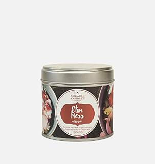 Shearer Candles Eton Mess, Scented, Tin Candle, Cotton Wick, Fragrance & Essential Oils, Red, Silver, White, Large