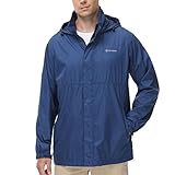 Lightbare Men’s Rain Jacket Lightweight Water Resistant Raincoat Ripstop Packable Breathable Hooded