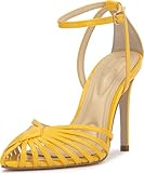 Jessica Simpson Paveri Strappy Caged Heeled Pump, Golden Lemon, 6