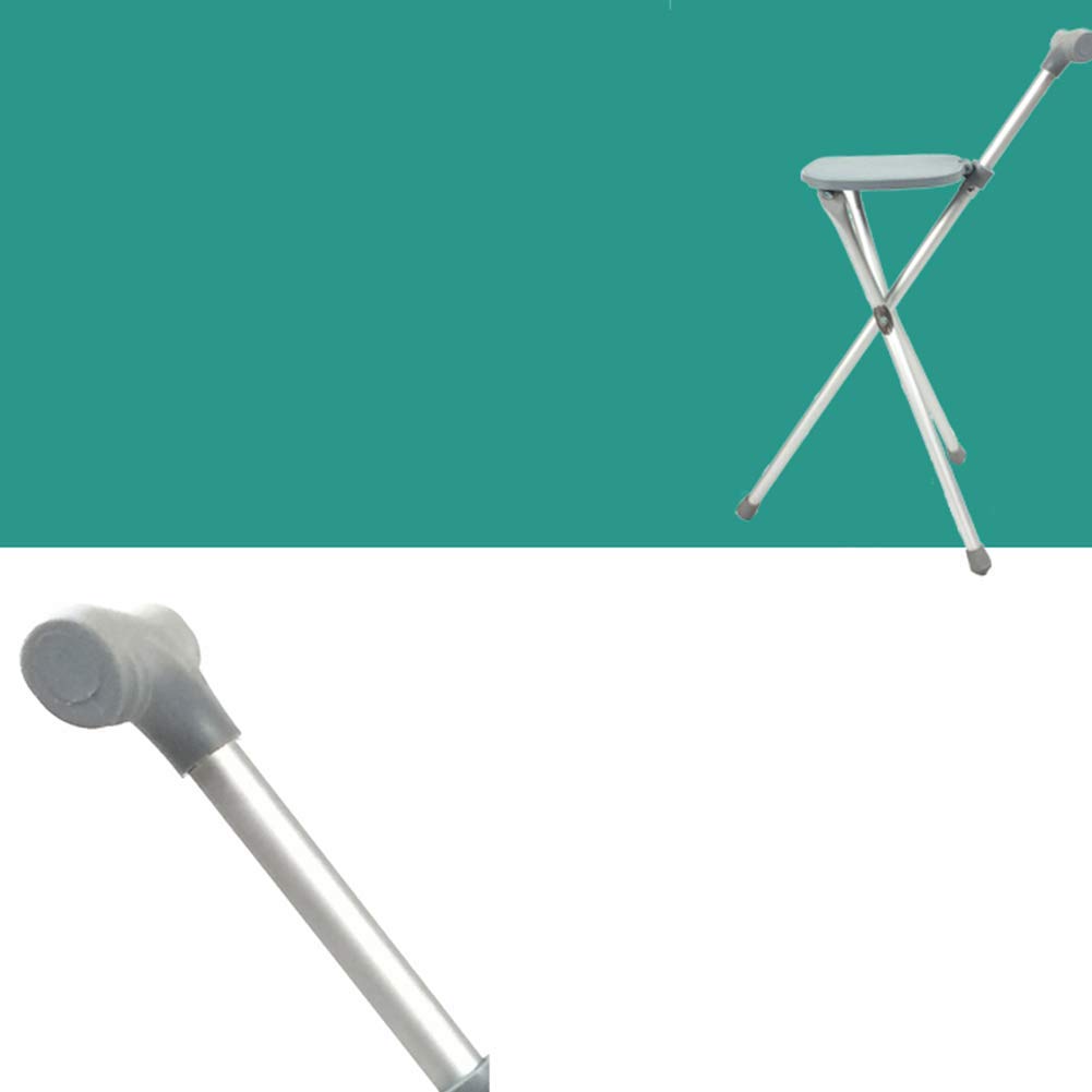 Taburete con muleta, Bastones Plegables, Asiento, Tubo de aleación de Aluminio, Mango Antideslizante y Almohadilla para el pie, Soporte de Tres Patas para Regalo para Personas Mayores, Liger