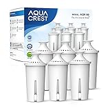Replacement for Brita Pitchers & Dispensers, NSF, TÜV SÜD Certified Pitcher Water Filter, 1 Year Filter Supply, Compatible with Brita Classic OB03, Mavea 107007, and More, by AQUA CREST (6 Packs)