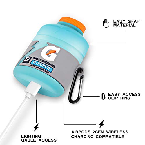 Alquar For Airpods 1&2 Case, Soft Silicone 3D Cute Cartoon Food Character Airpods Cover, Kawaii Funny Cool Drink Design Airpod Charging Case Skin For Kids Teens Girls Boys With Keychain (Sprot Water) #TOP4