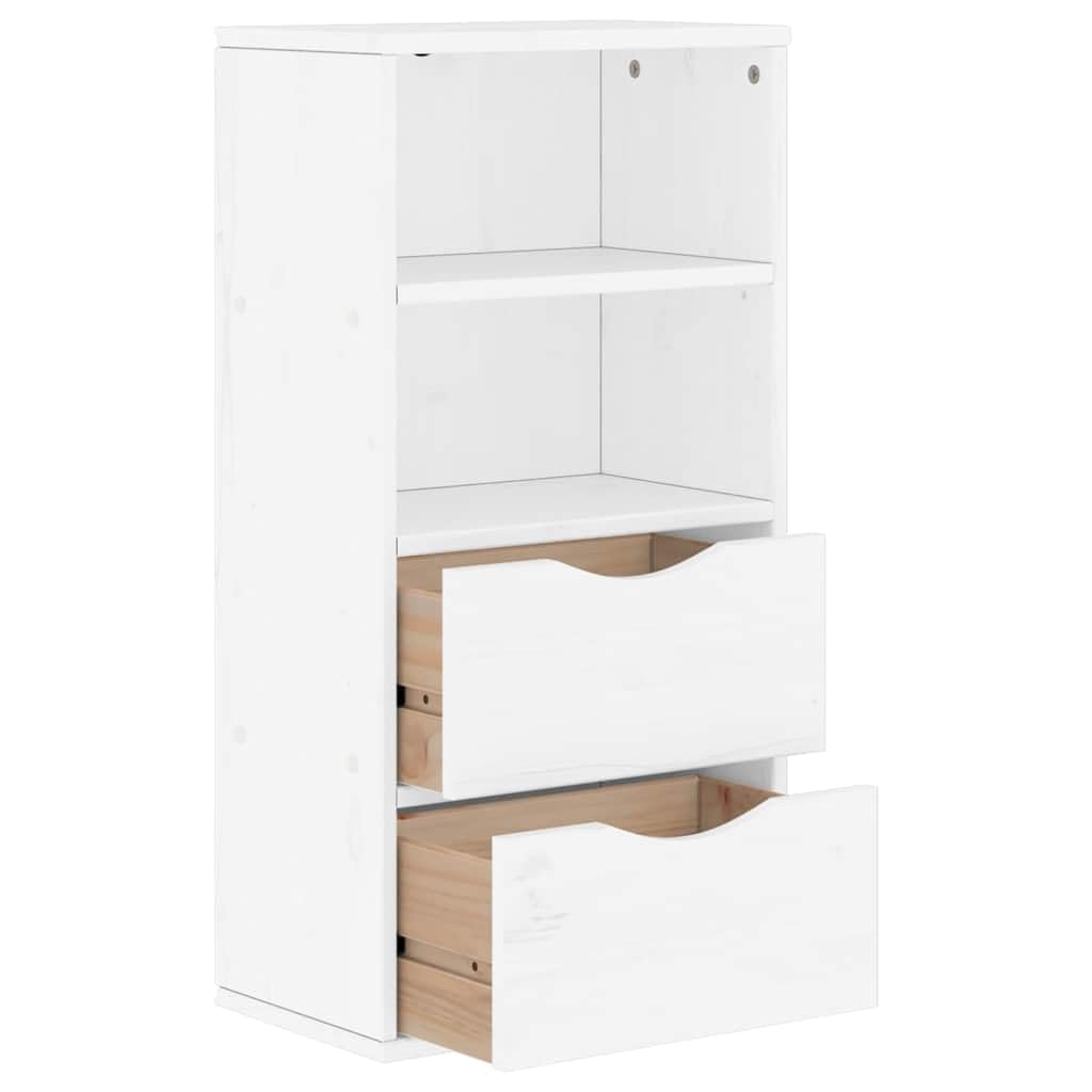 Armadietto Laterale ODDA Bianco - Credenza Rustica In Legno Di Pino Con Cassetto, Per Soggiorno E Cucina