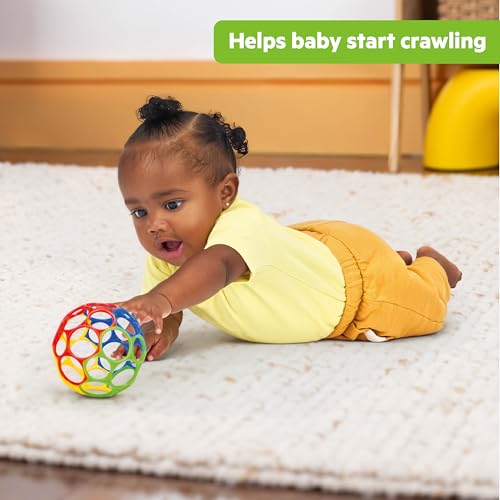 Image of Bright Starts Oball Easy Grasp Classic Ball BPA-Free Infant Toy in Red, Yellow, Green, Blue, Age Newborn and up, 4 Inches (Pack of 6)