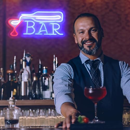 Letrero LED regulable de vino con iconos 3D para pared de bar 4