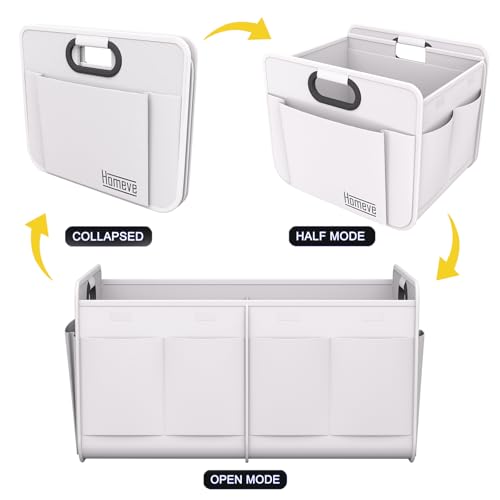 Image of Homeve Car Trunk Organizer for SUV, 18.5Gal Large Capacity No-Sag Heavy Duty, Foldable Waterproof Anti-Slip Storage with 12 Pockets, Fit Sedan, Truck, Universal Car Accessories, White, 2 Compart,Large