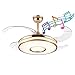 LED Music Sufit Wentylator, z głośnikiem bluetooth i pilotem 42"Chowany wentylator żyrandolowy, do salonu Restaurant Restaurant Core (3 Color / 6 Gears) (Size : 48 INCH)