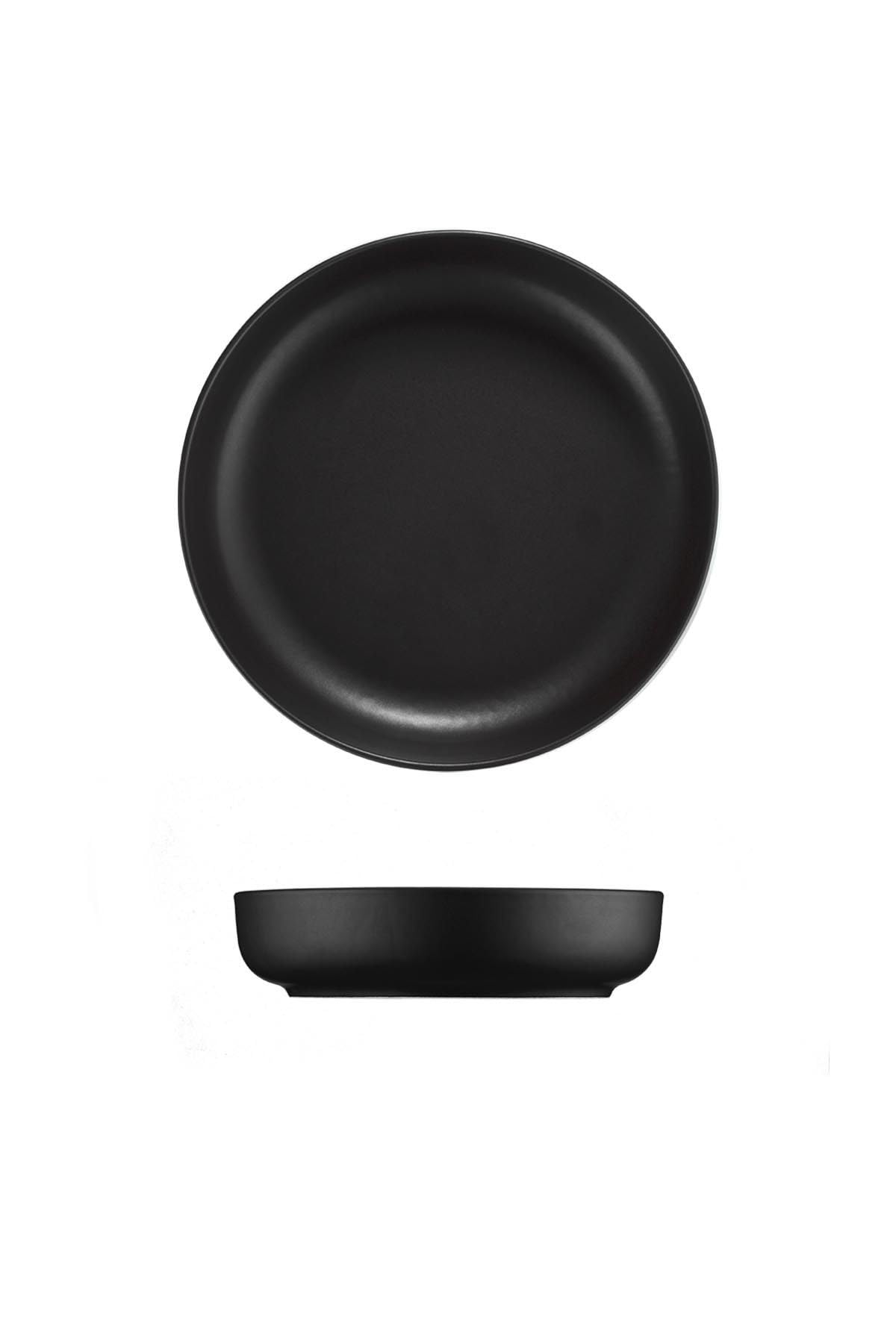 Elegante juego de cena de 16 piezas, color negro mate, 100% porcelana, incluye platos de servicio, platos profundos, platos para tartas y cuencos, apto para lavavajillas y microondas