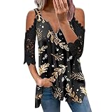 Bluse Damen, Damen Shirt Sommer Sexy Ärmellos Tanktops Hemden Drucken Longshirt Longtop Weste Bluse Oberteil T-Shirt Tank Top Rückenfrei V-Ausschnitt Camisole Schulterfrei Lose Sommertop Blusenshirt
