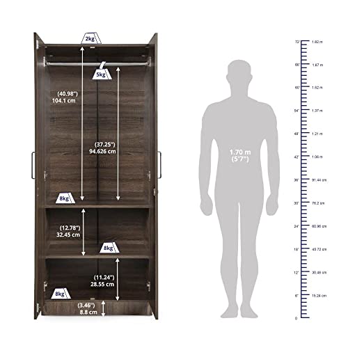 Image of Wakefit Wardrobe | 1 Year Warranty | Engineered Wood Almirah, Cupboard for Clothes Storage | 2 Door, 1 Hanging Space | Taffeta - Napa Oak