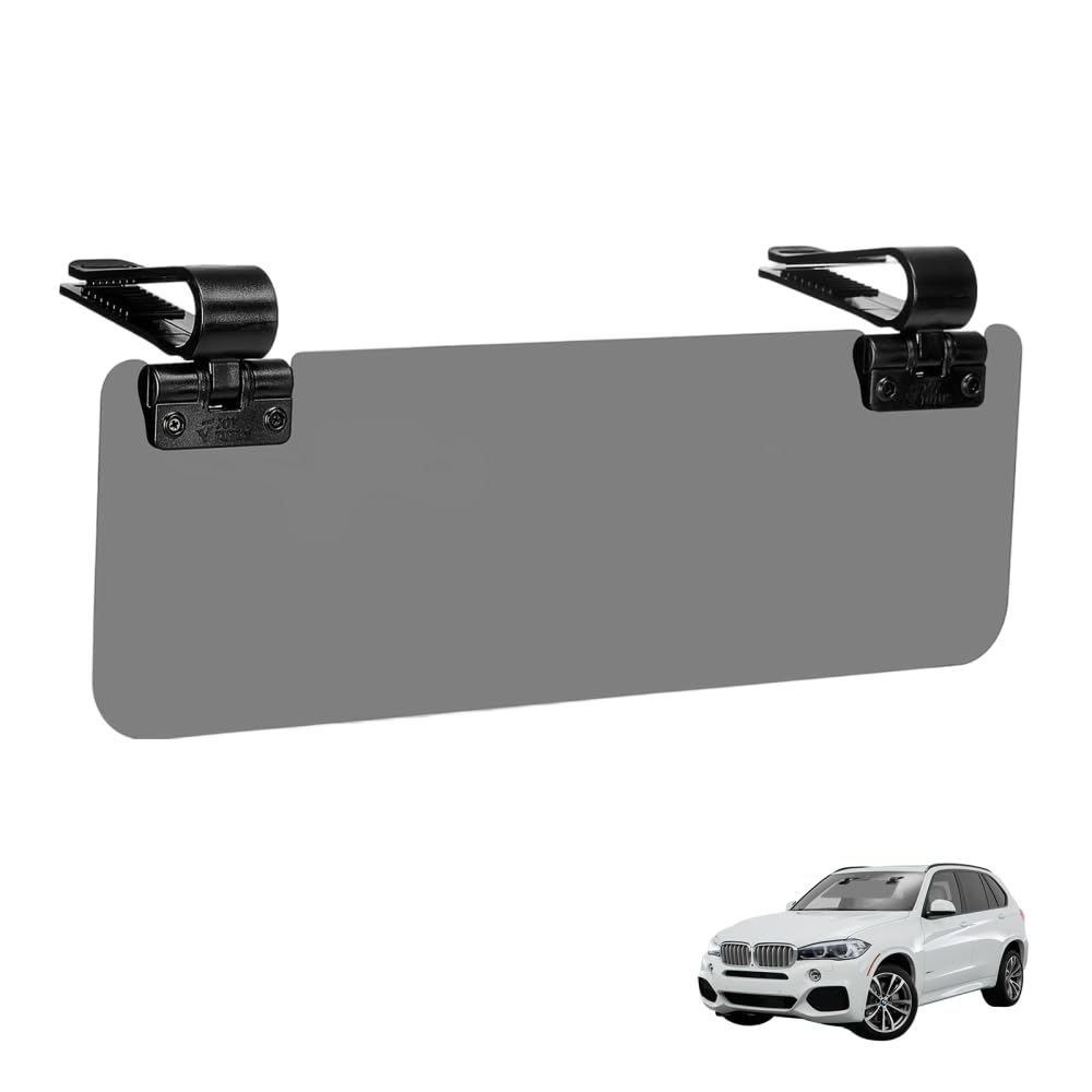 Estensore per parasole per auto, 2 in 1, antiriflesso, doppia clip, 180°, protezione dai raggi UV, per auto, SUV, furgoni, camion, sedile anteriore conducente o passeggero
