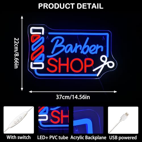 Image of Looklight Barber Shop Neon Sign Barber Pole Led Signs for Wall Decor Salon Station Neon Light Sign for Pole Hair Salon Accessories Business Store Supplies